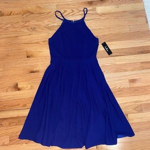New with tags. Blue high neck dress